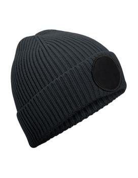 Strickmütze mit rundem Patch - individuell bedruckt